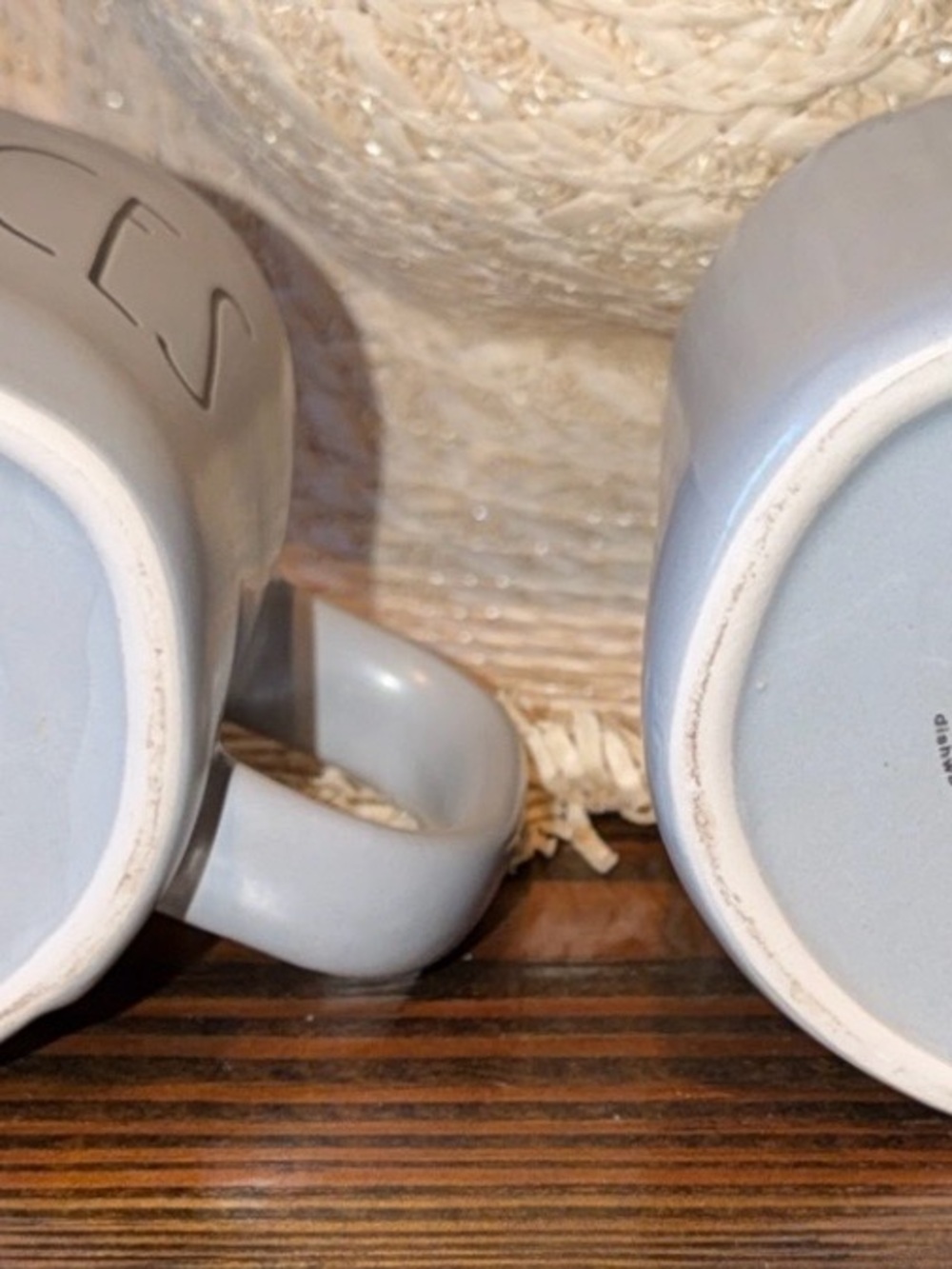 Rae Dunn Light Gray Ceramic Mugs - Set of 2